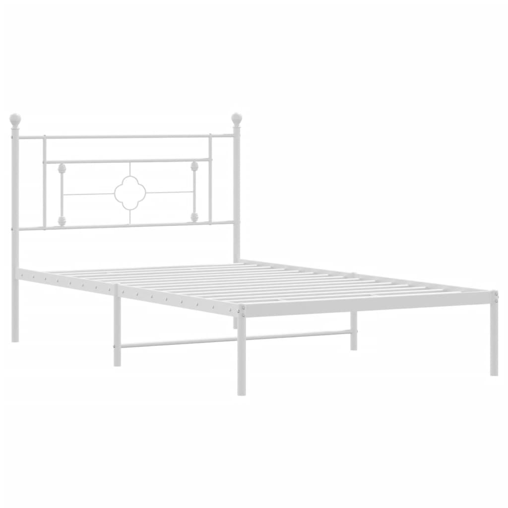 Metalni okvir za krevet s uzglavljem bijeli 107x203 cm