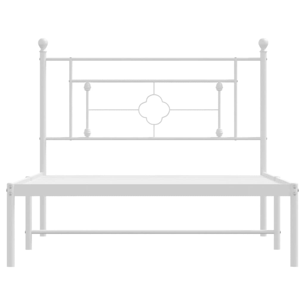 Metalni okvir za krevet s uzglavljem bijeli 107x203 cm