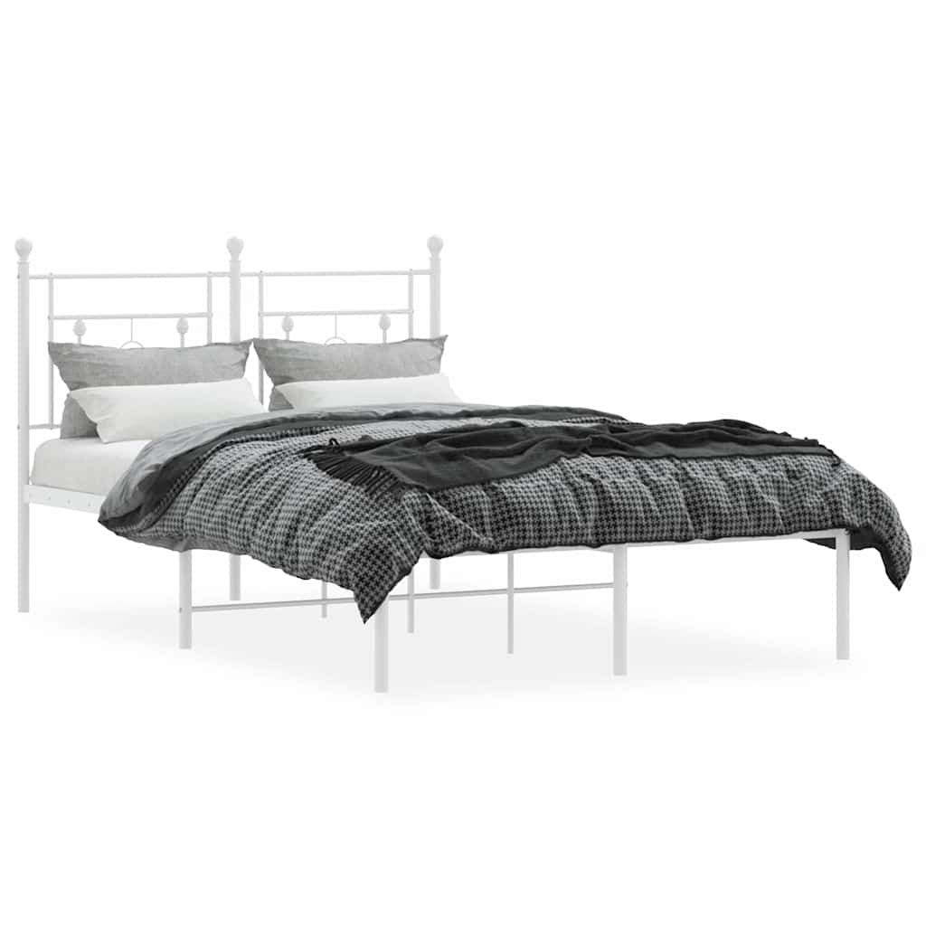 Metalni okvir za krevet s uzglavljem bijeli 120 x 190 cm