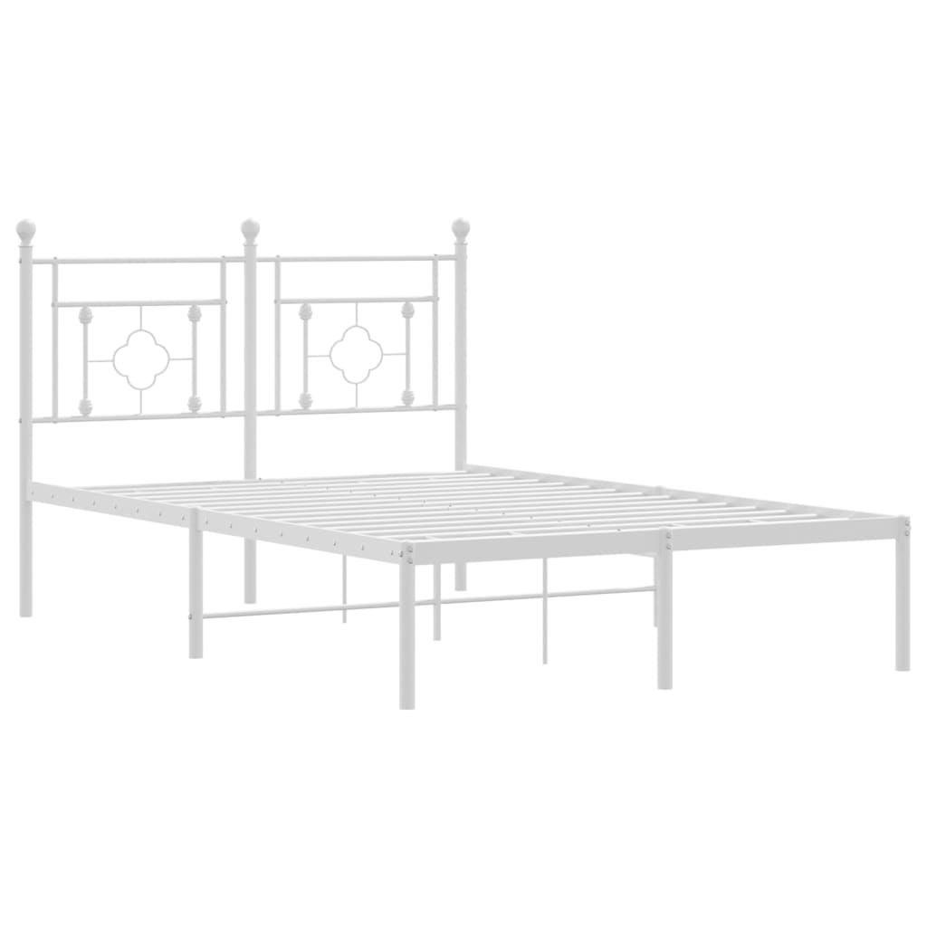 Metalni okvir za krevet s uzglavljem bijeli 120x200 cm