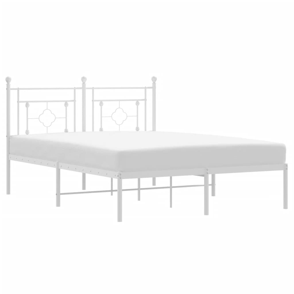 Metalni okvir za krevet s uzglavljem bijeli 135x190 cm