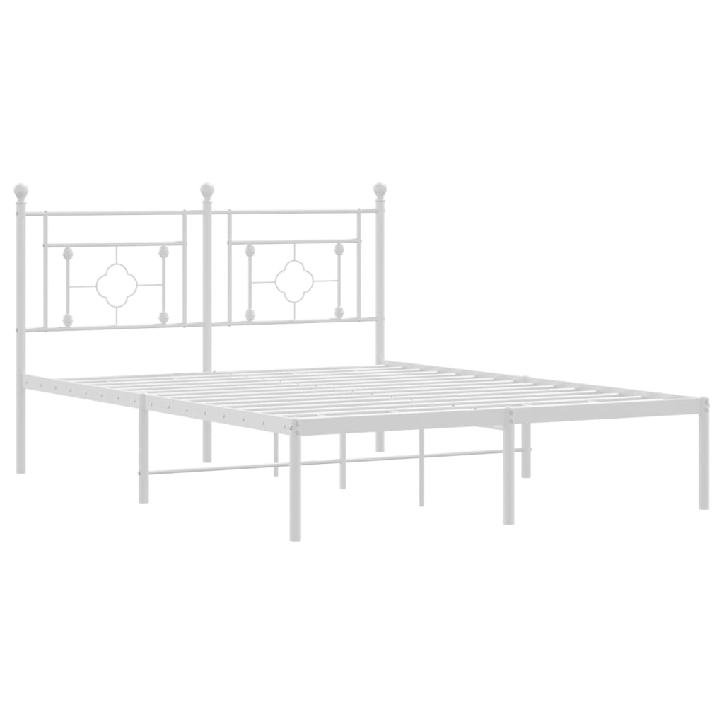 Metalni okvir za krevet s uzglavljem bijeli 135x190 cm