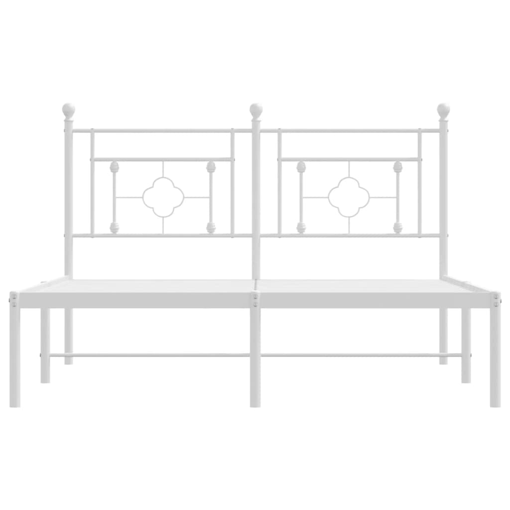 Metalni okvir za krevet s uzglavljem bijeli 135x190 cm