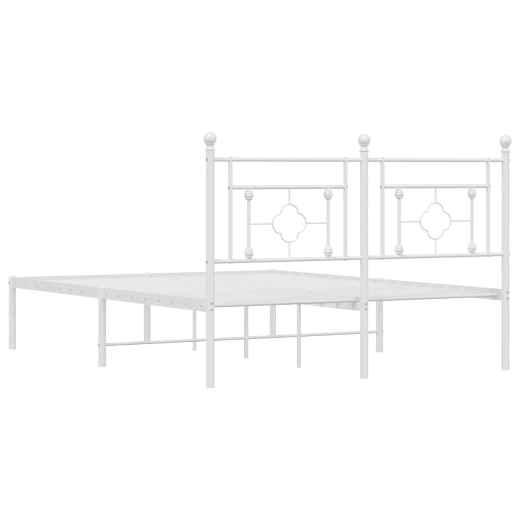 Metalni okvir za krevet s uzglavljem bijeli 140 x 190 cm