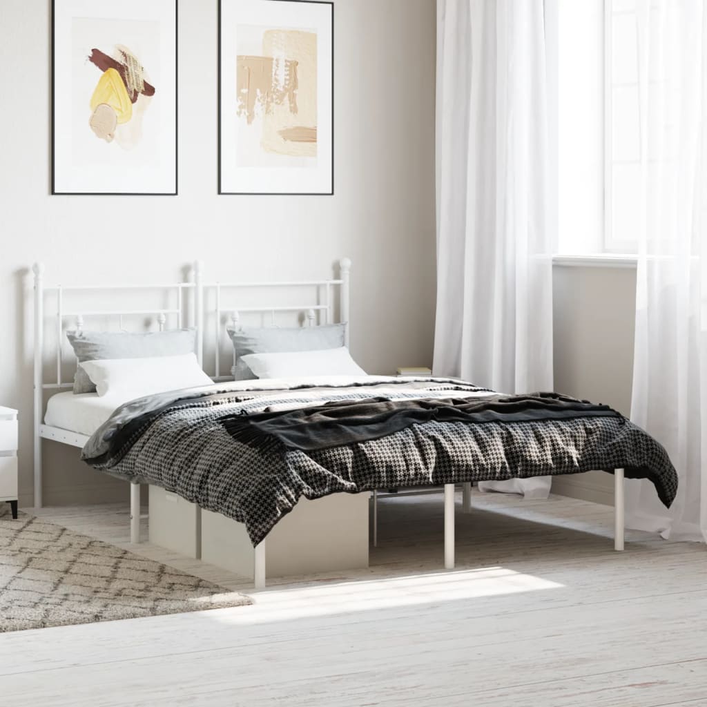 Metalni okvir za krevet s uzglavljem bijeli 140 x 190 cm