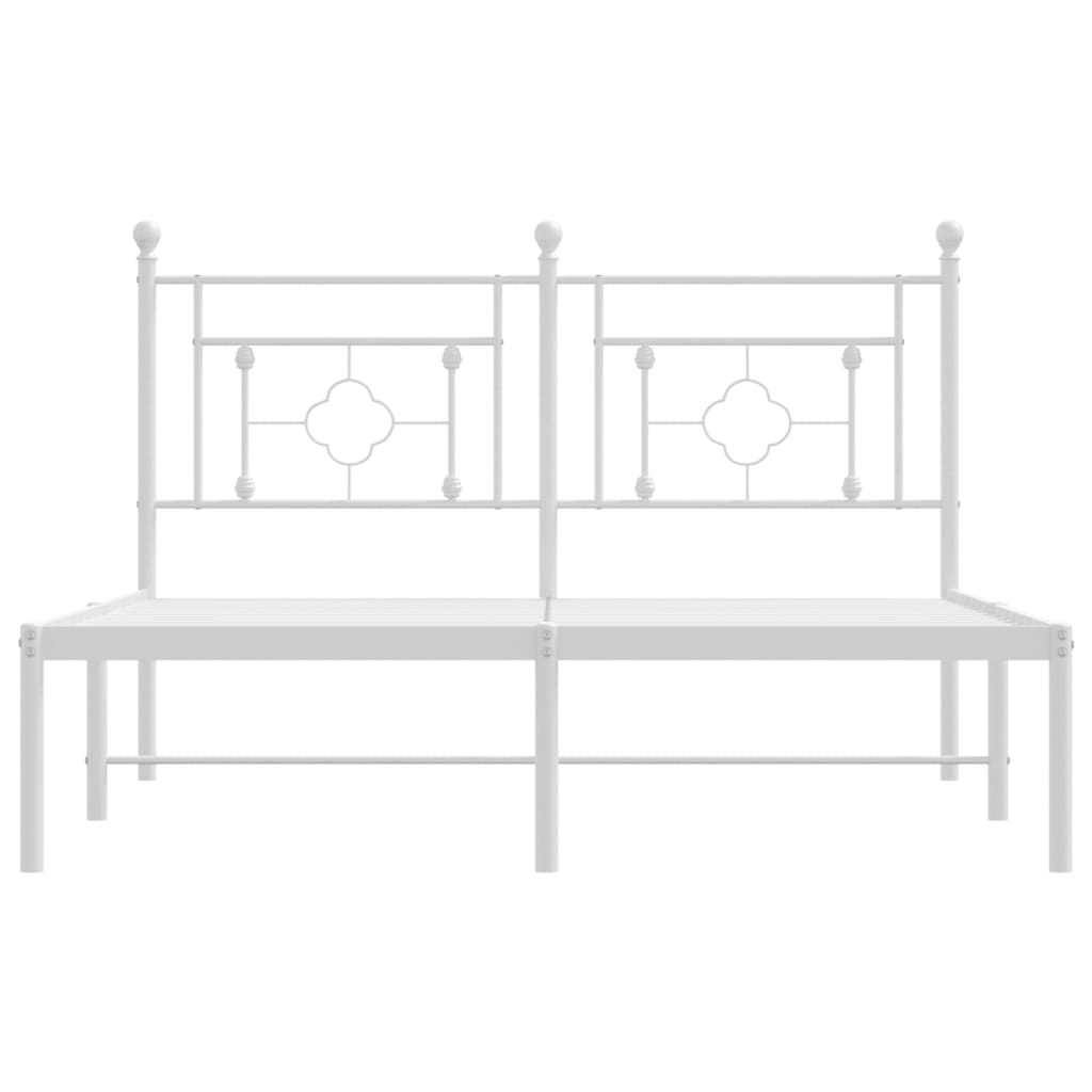 Metalni okvir za krevet s uzglavljem bijeli 140 x 200 cm