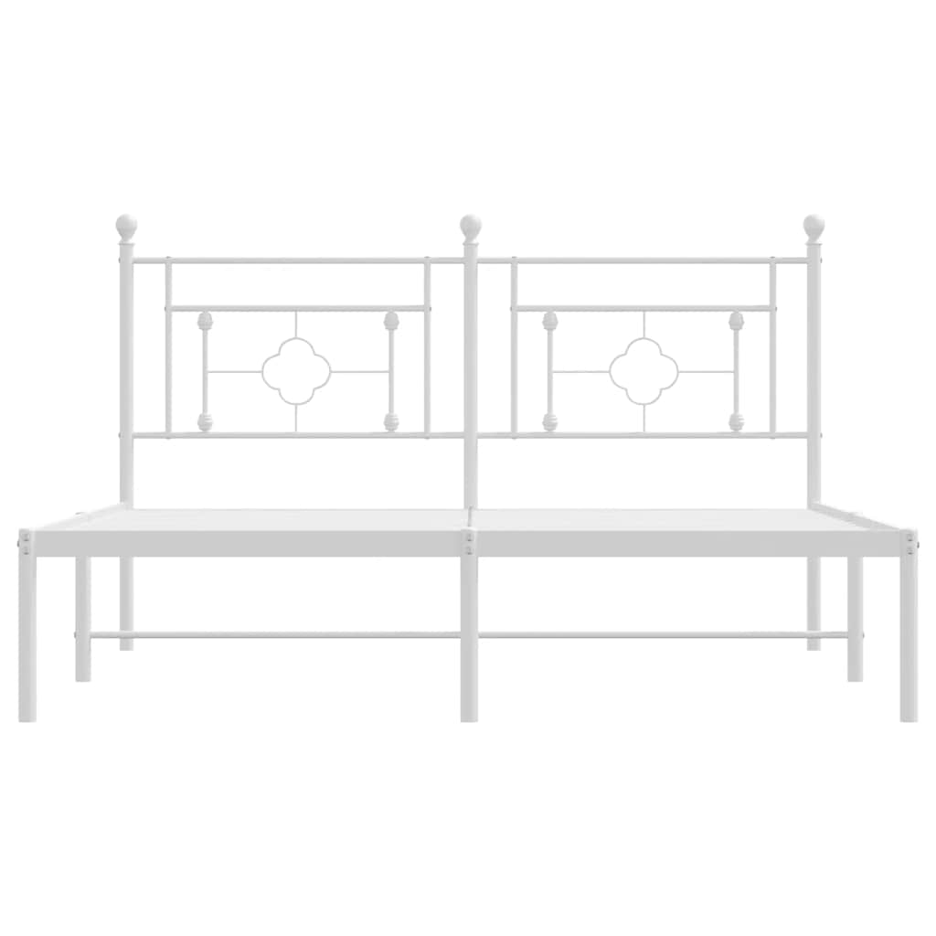 Metalni okvir za krevet s uzglavljem bijeli 150x200 cm