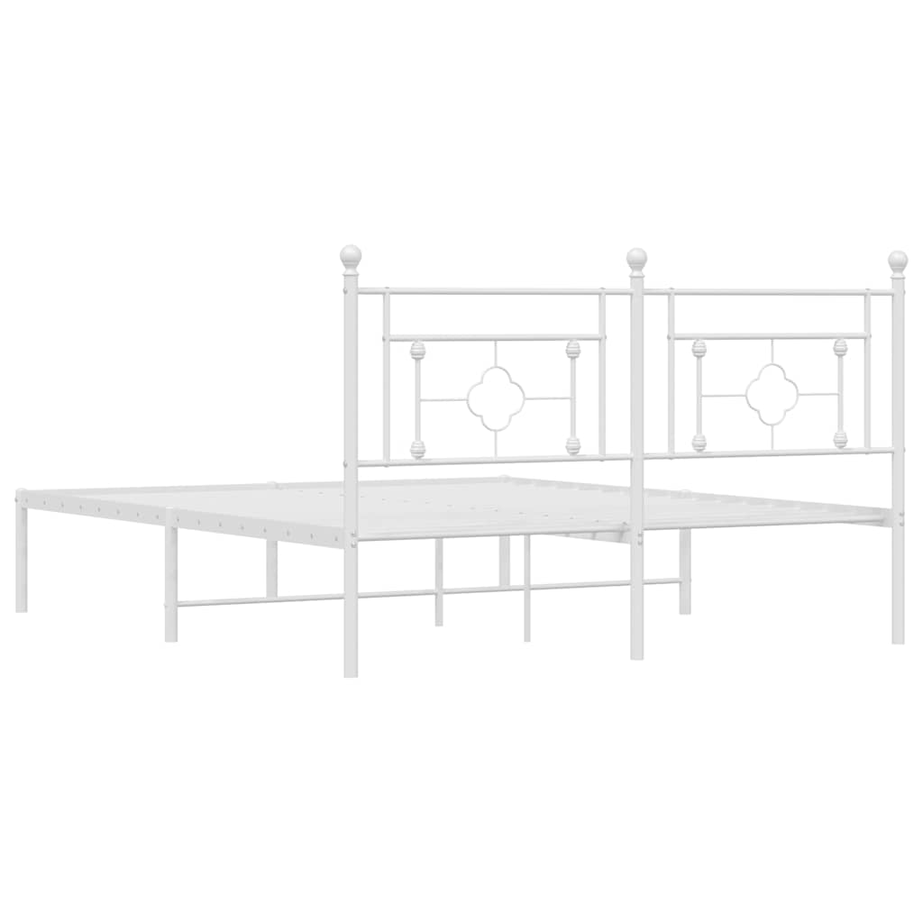 Metalni okvir za krevet s uzglavljem bijeli 150x200 cm