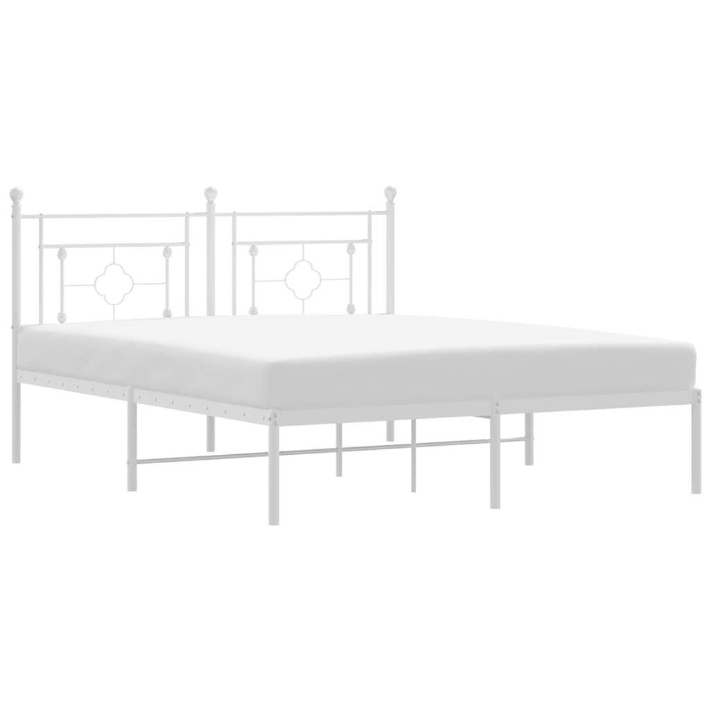 Metalni okvir za krevet s uzglavljem bijeli 160x200 cm