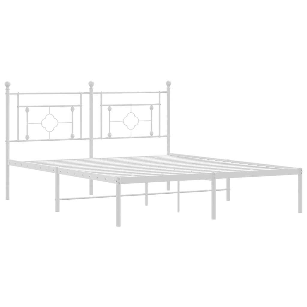 Metalni okvir za krevet s uzglavljem bijeli 160x200 cm