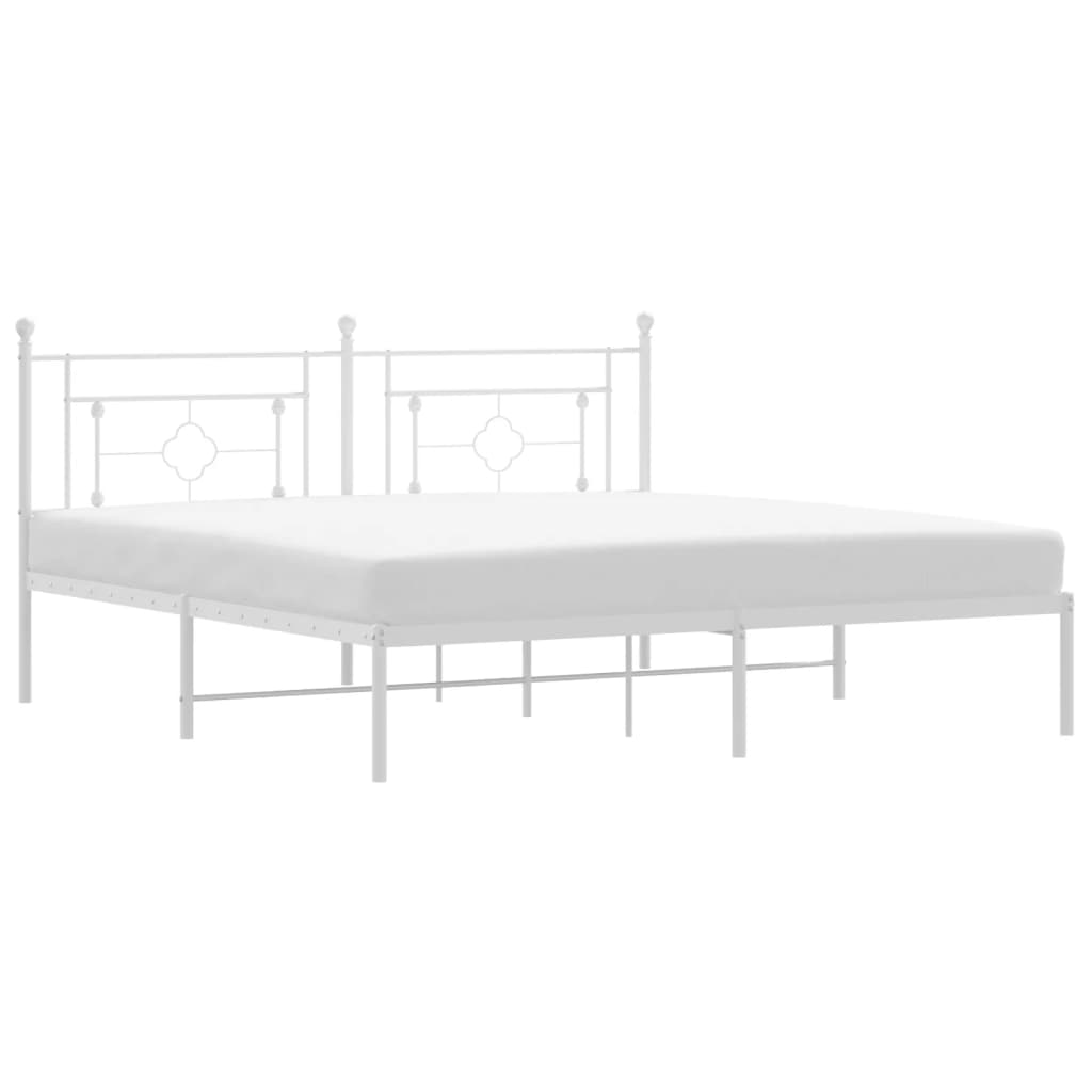 Metalni okvir za krevet s uzglavljem bijeli 183x213 cm