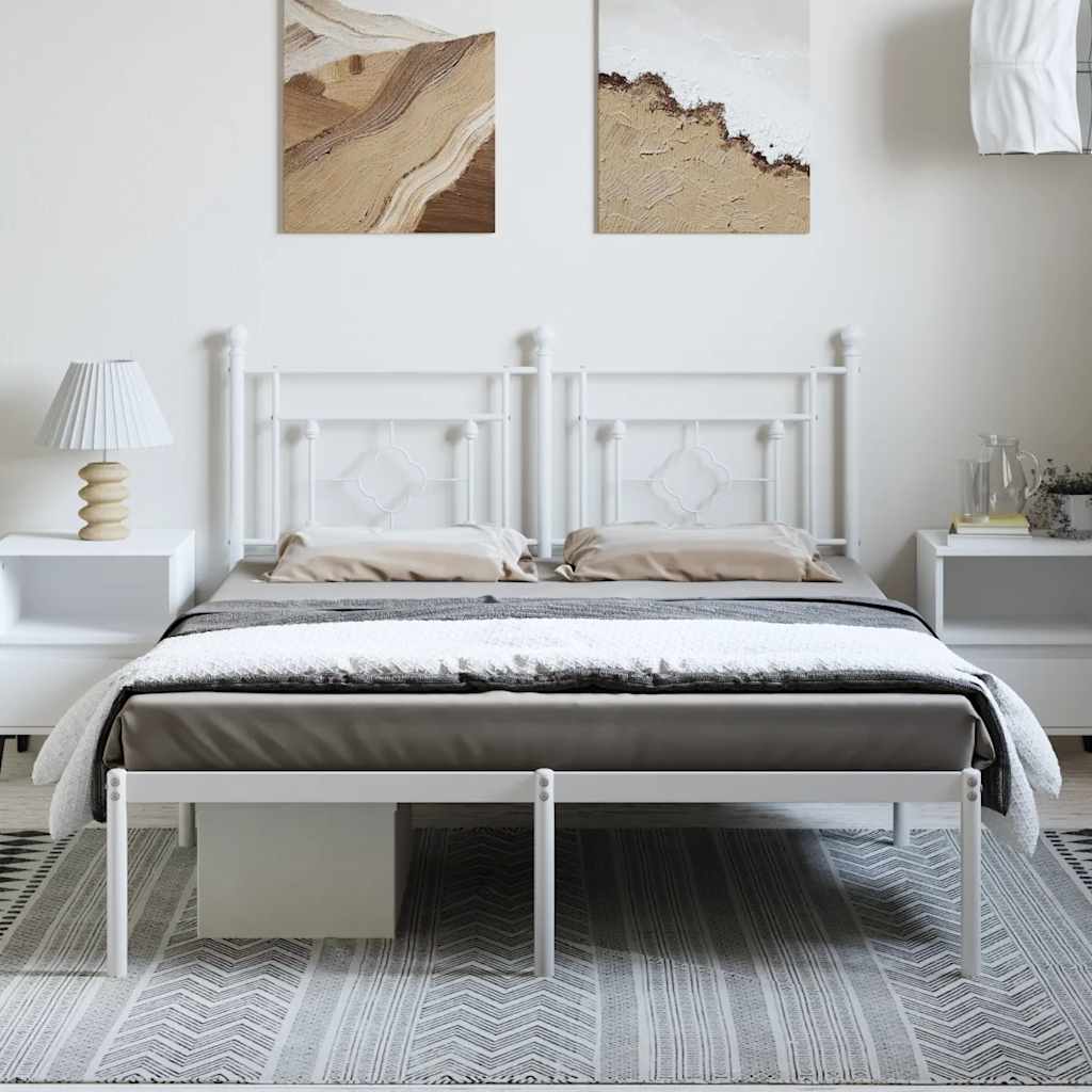 Metalni okvir za krevet s uzglavljem bijeli 193x203 cm