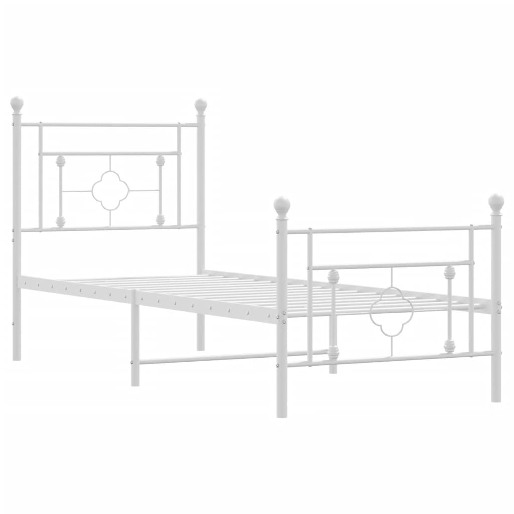 Metalni okvir kreveta uzglavlje i podnožje bijeli 80x200 cm