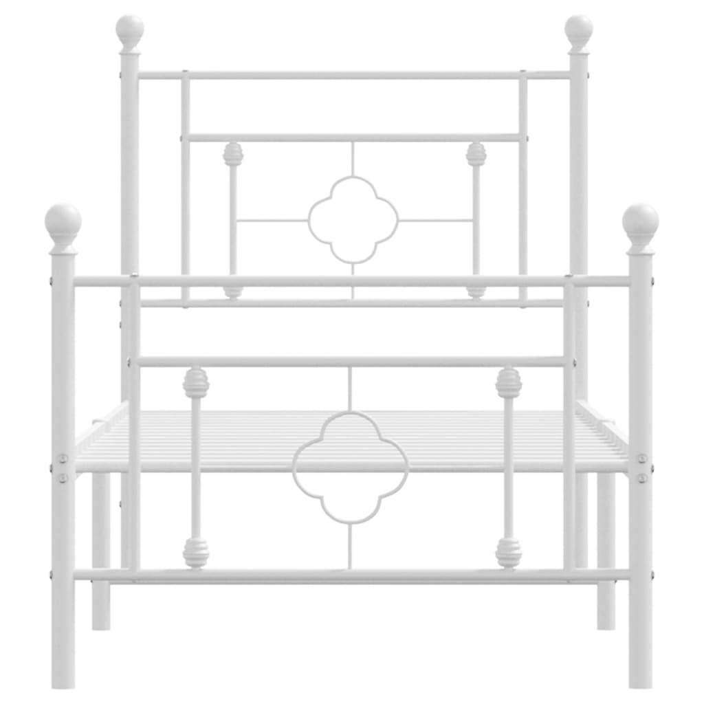 Metalni okvir kreveta uzglavlje i podnožje bijeli 80x200 cm
