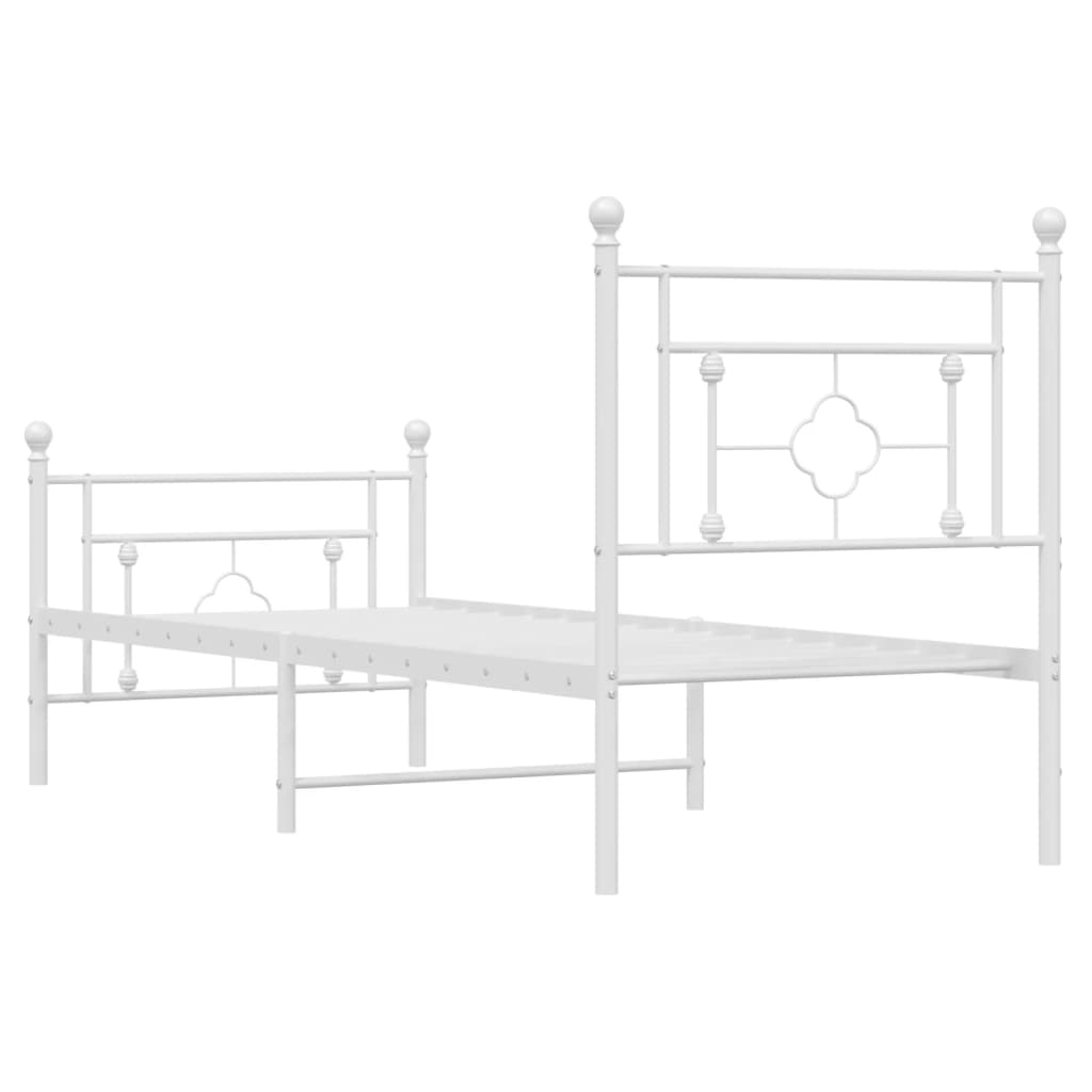 Metalni okvir kreveta uzglavlje i podnožje bijeli 80x200 cm