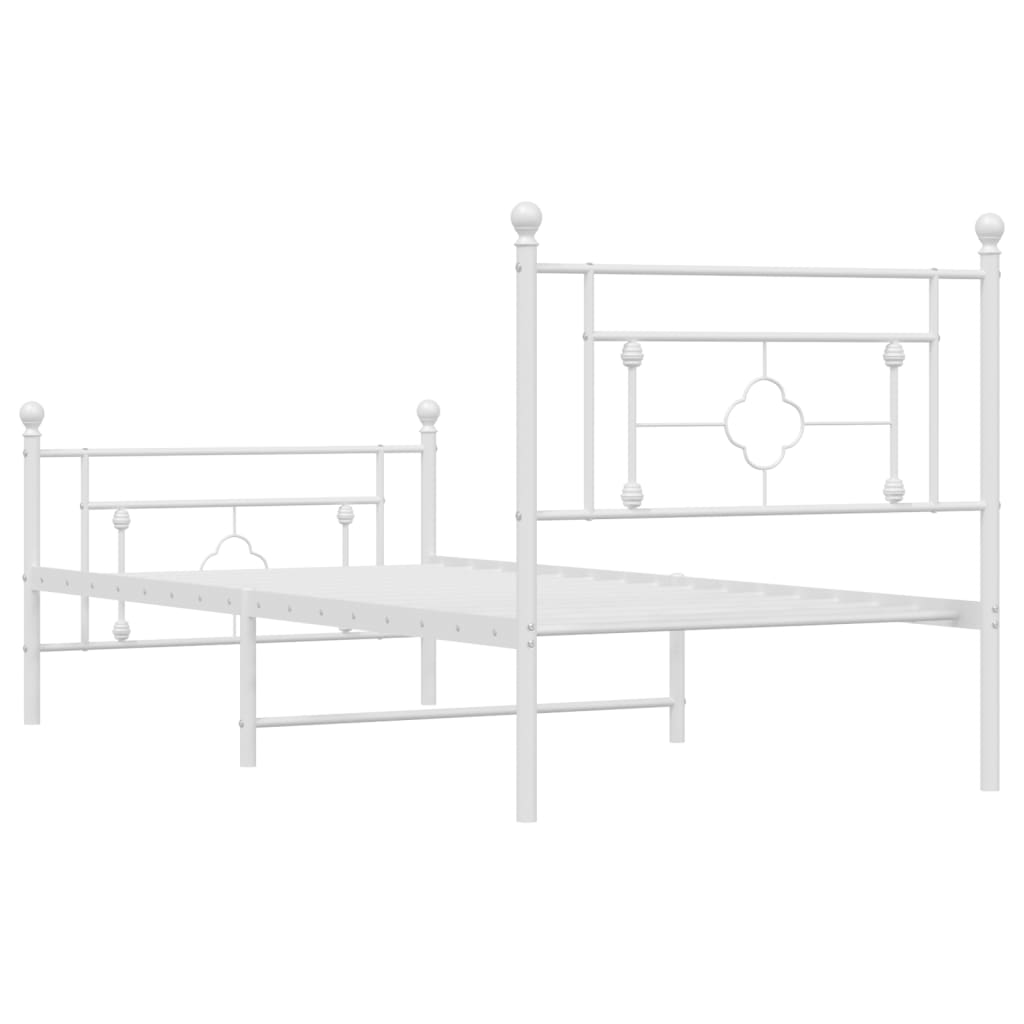 Metalni okvir kreveta uzglavlje i podnožje bijeli 100x190 cm