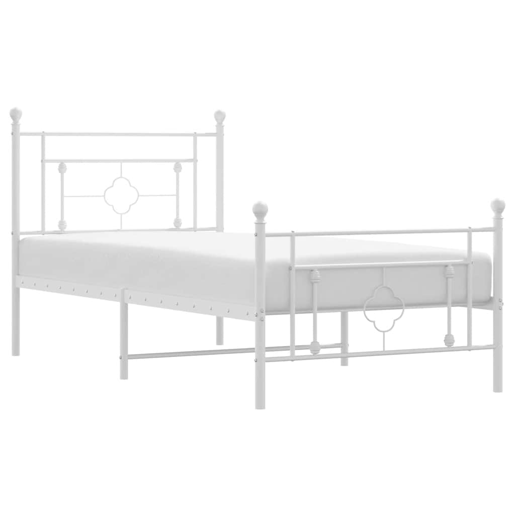Metalni okvir kreveta uzglavlje i podnožje bijeli 100x200 cm