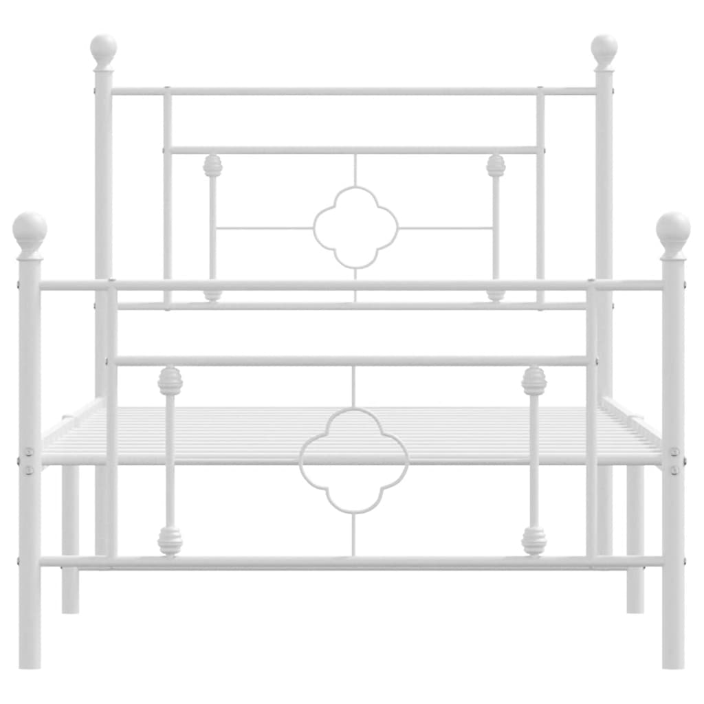 Metalni okvir kreveta uzglavlje i podnožje bijeli 100x200 cm