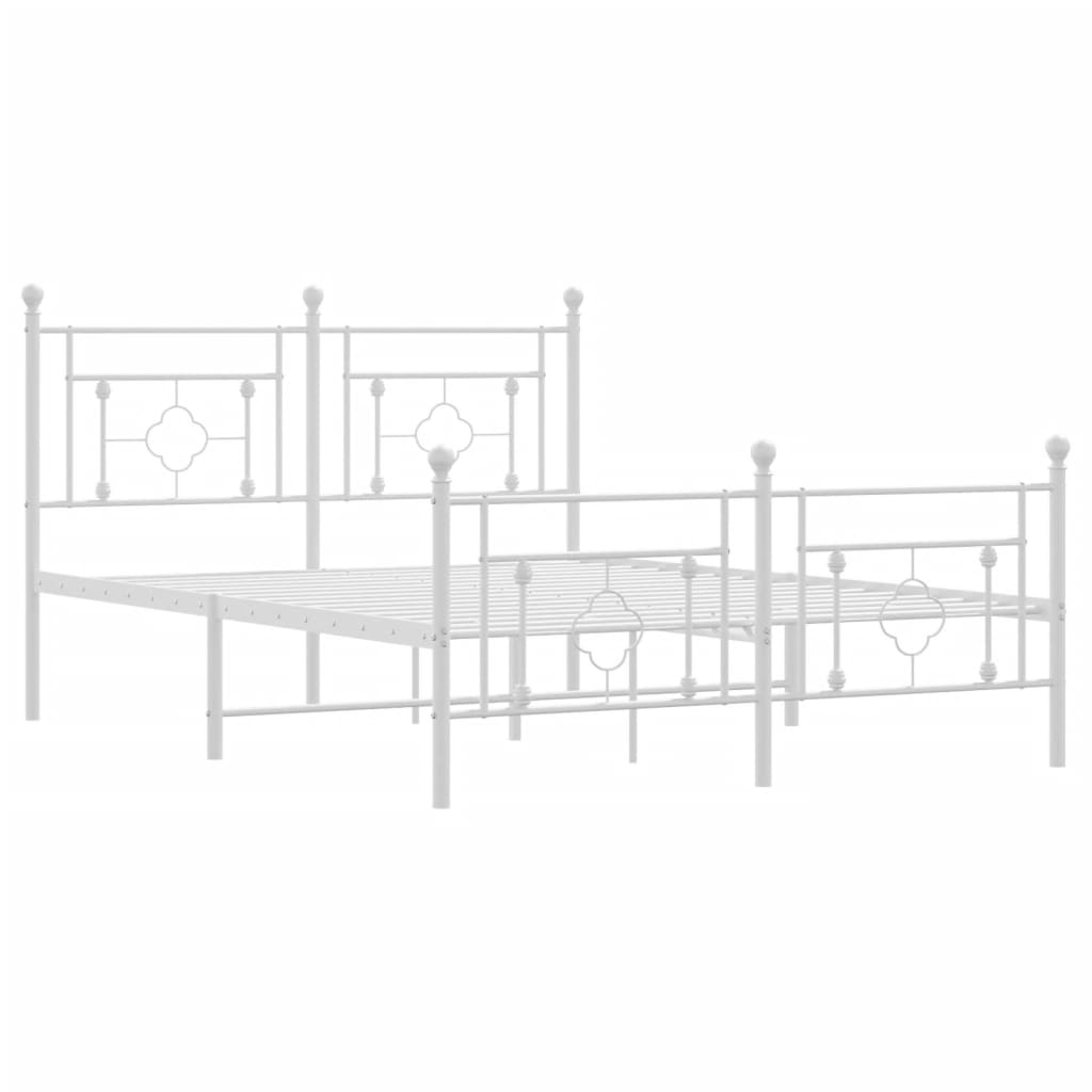 Metalni okvir kreveta uzglavlje i podnožje bijeli 140 x 190 cm