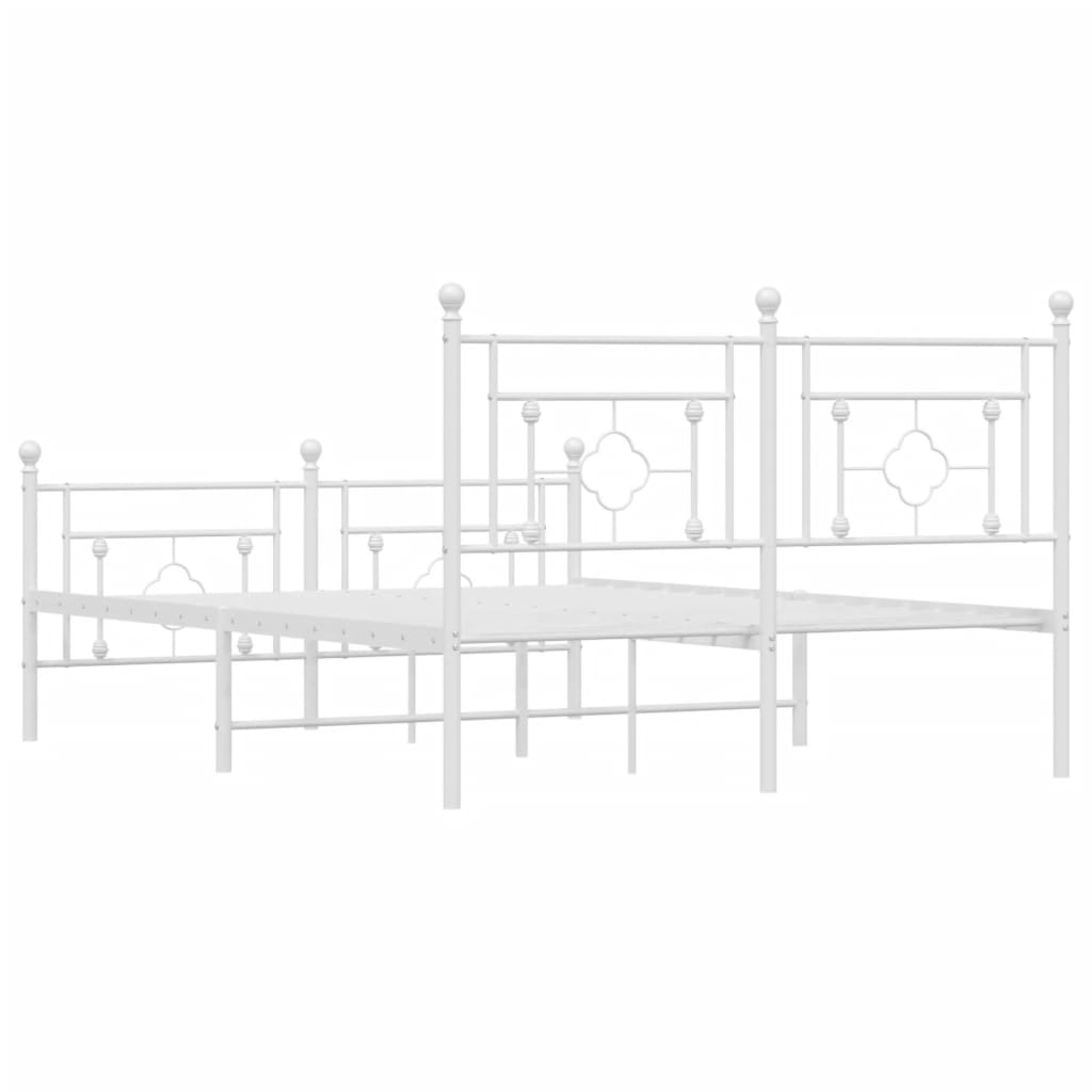 Metalni okvir kreveta uzglavlje i podnožje bijeli 140x200 cm