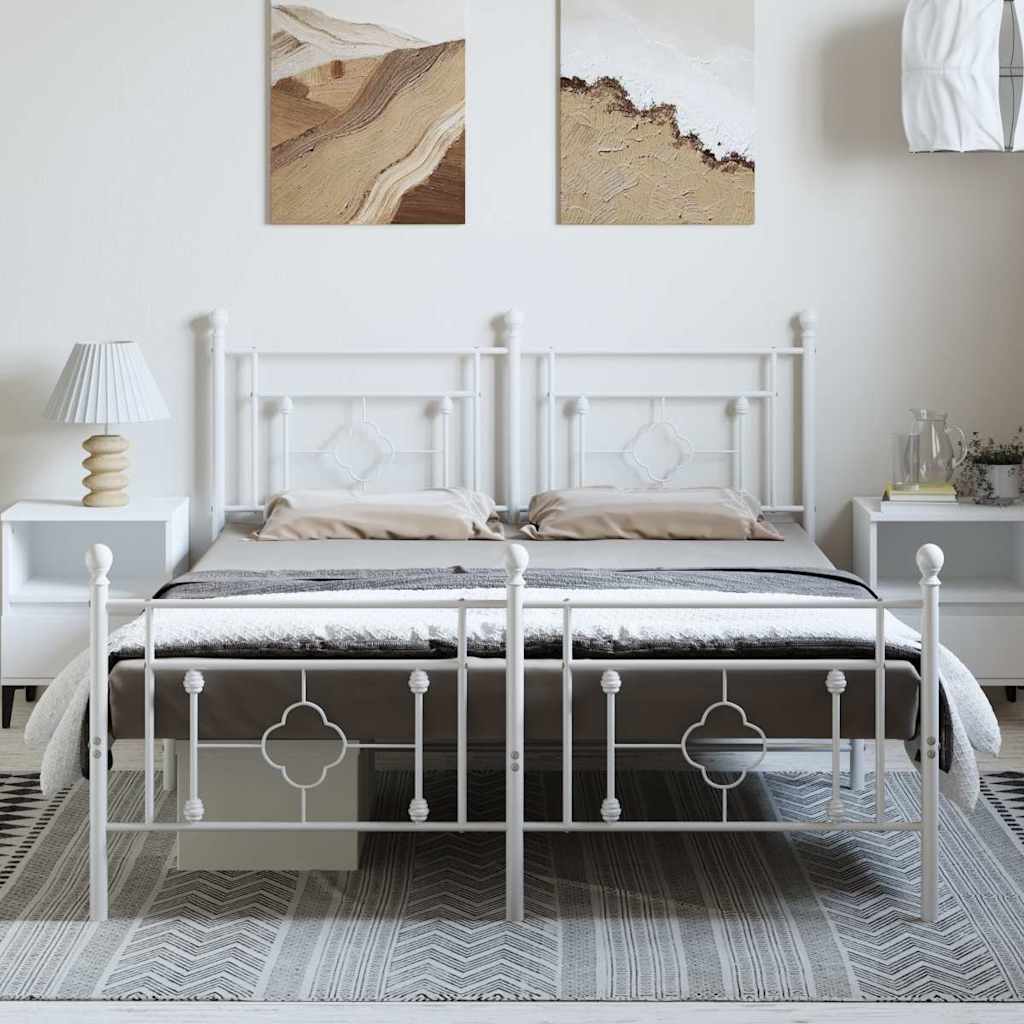 Metalni okvir kreveta uzglavlje i podnožje bijeli 150 x 200 cm