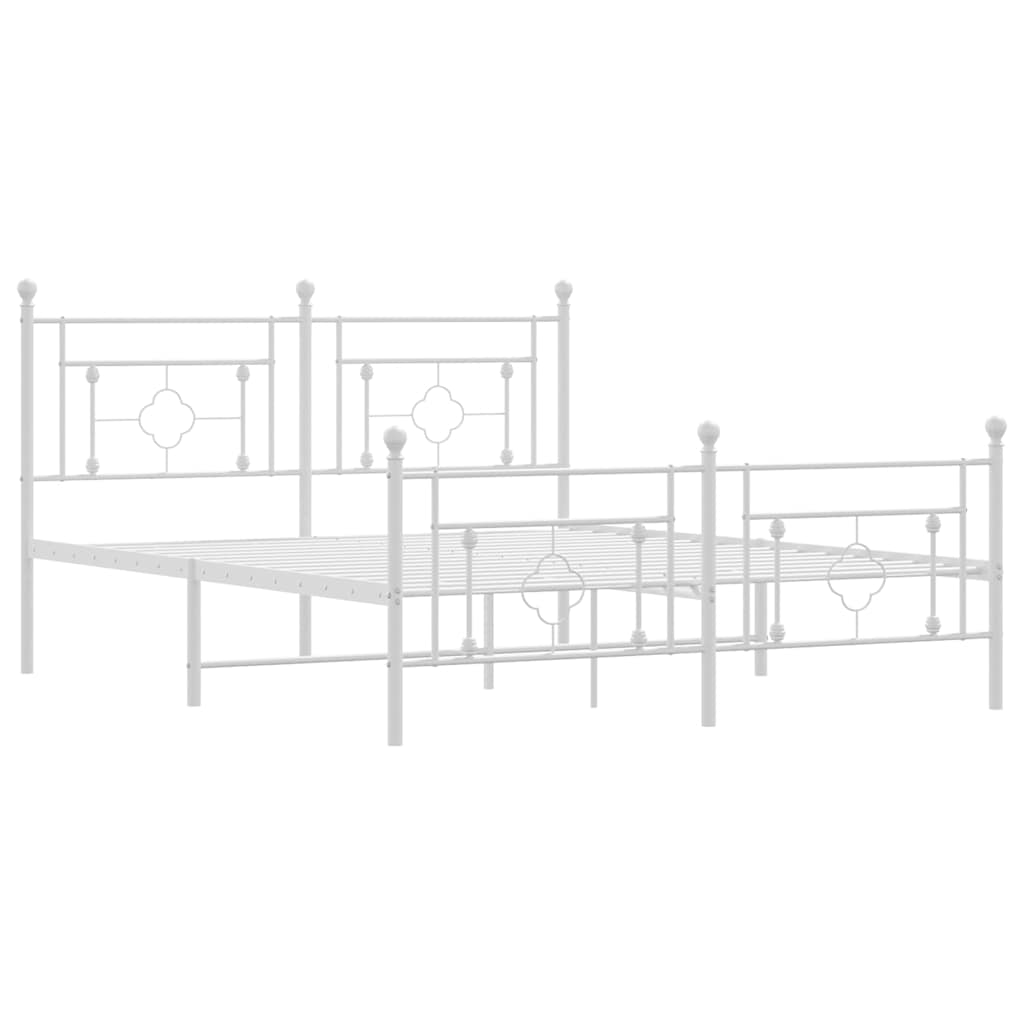 Metalni okvir kreveta uzglavlje i podnožje bijeli 150 x 200 cm
