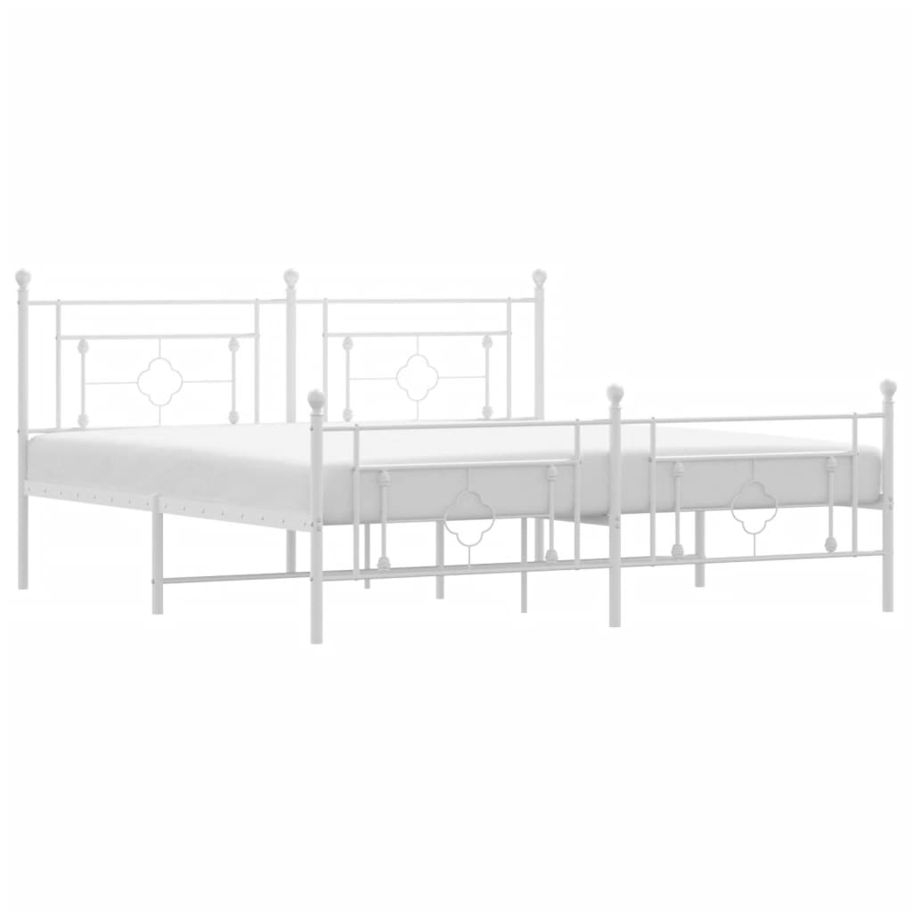 Metalni okvir kreveta uzglavlje i podnožje bijeli 183x213 cm
