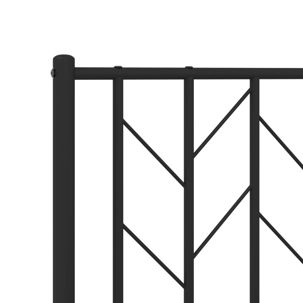 Metalni okvir za krevet s uzglavljem crni 75x190 cm