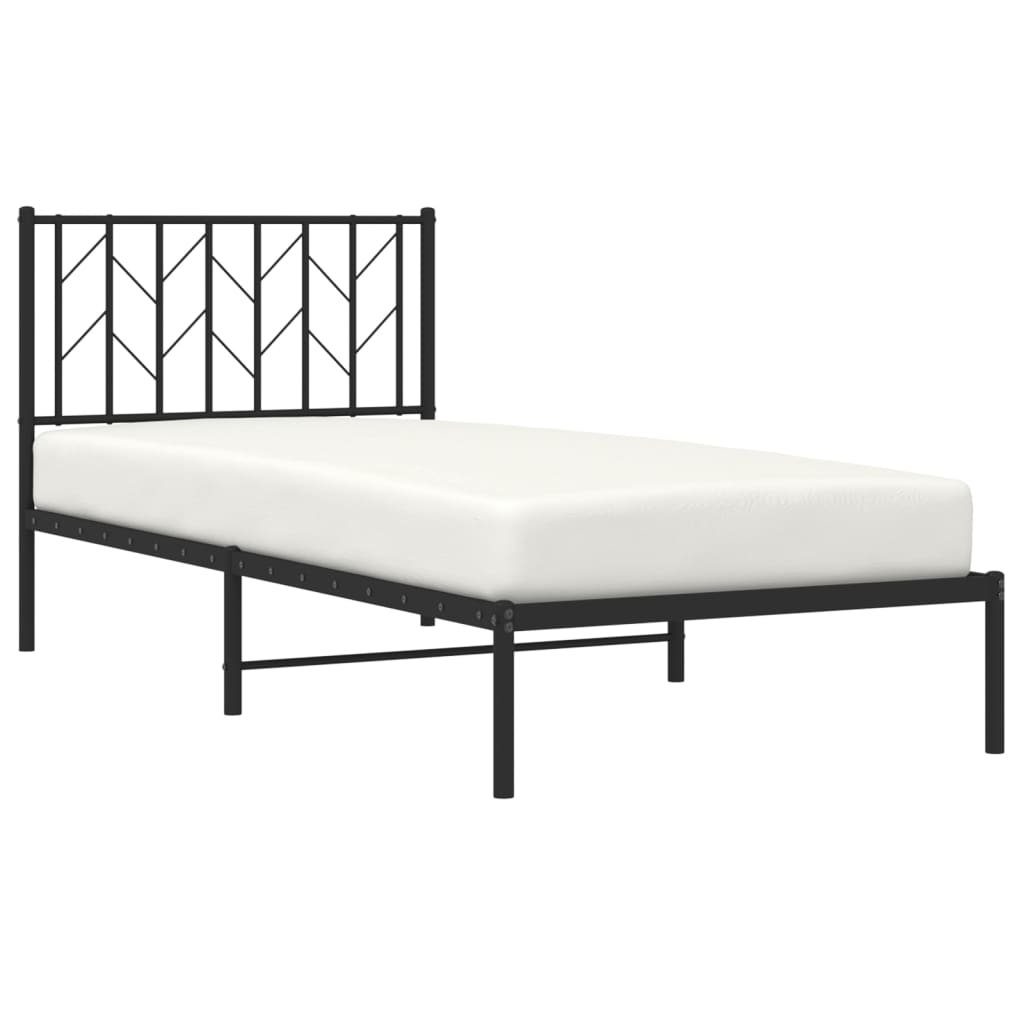 Metalni okvir za krevet s uzglavljem crni 90x190 cm