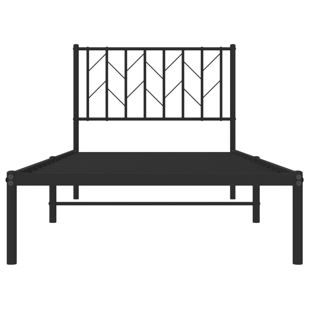 Metalni okvir za krevet s uzglavljem crni 90x190 cm