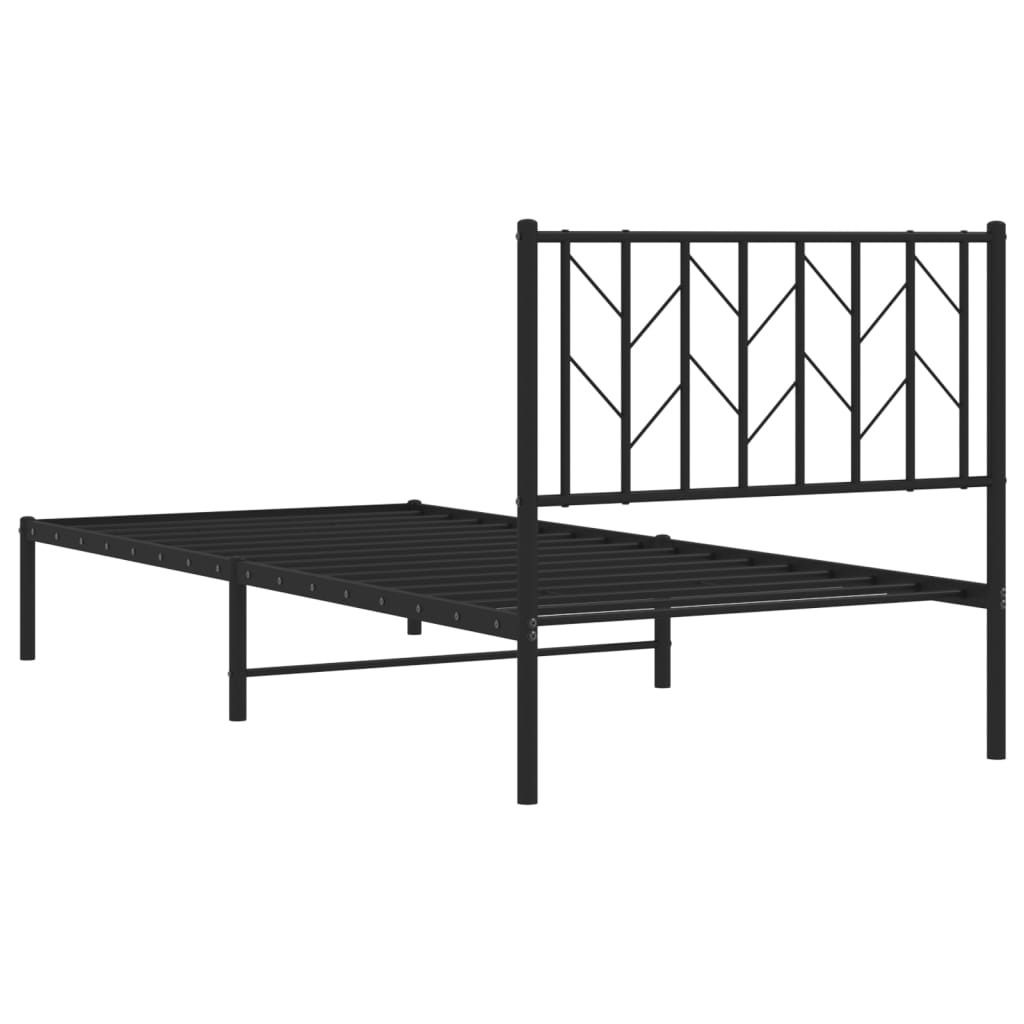 Metalni okvir za krevet s uzglavljem crni 90x190 cm