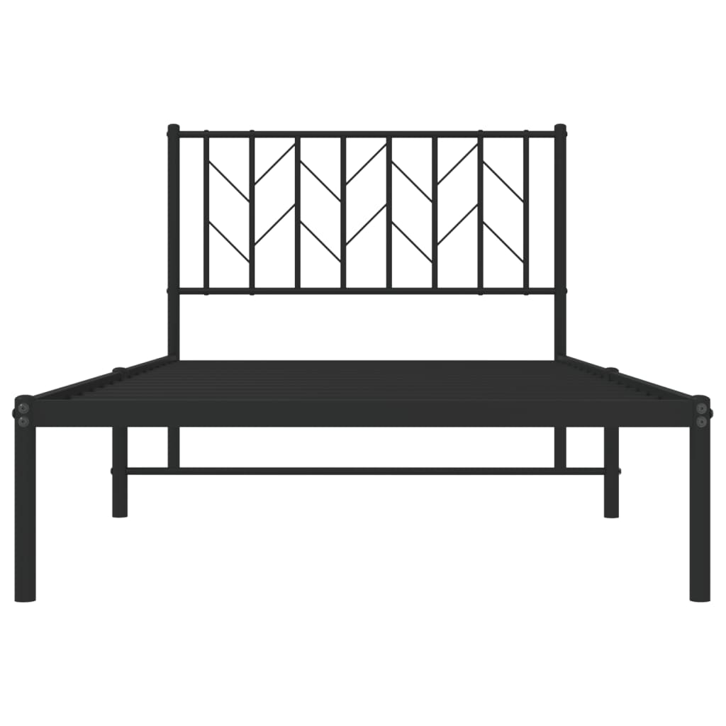 Metalni okvir za krevet s uzglavljem crni 100x190 cm