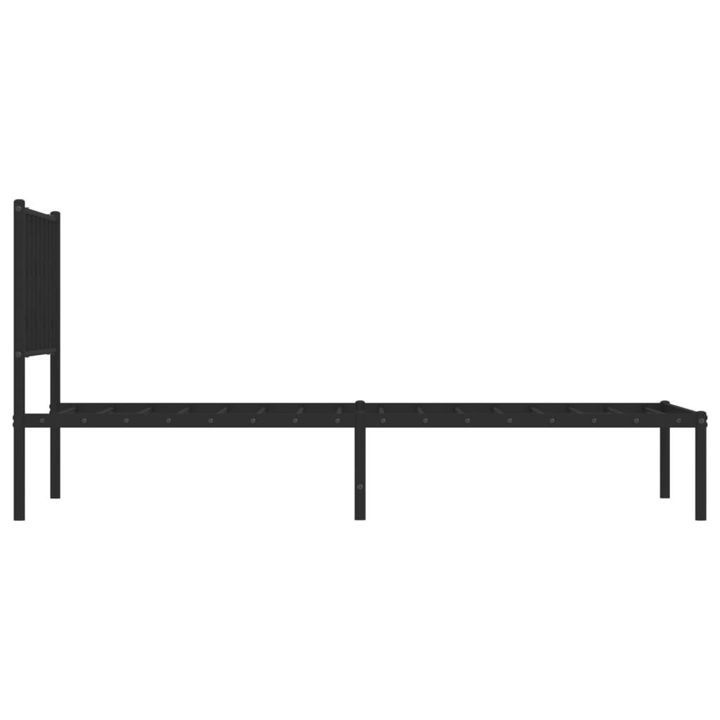 Metalni okvir za krevet s uzglavljem crni 100x190 cm