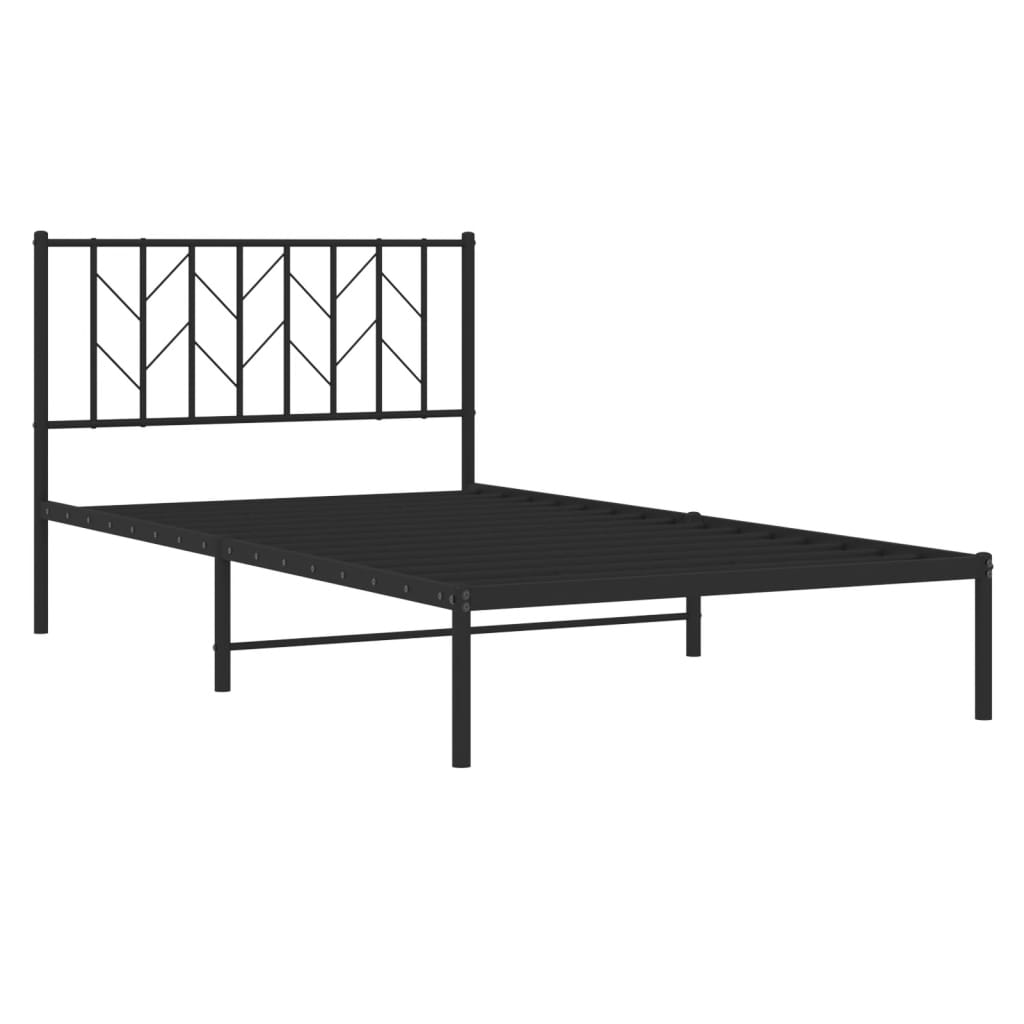 Metalni okvir za krevet s uzglavljem crni 107x203 cm