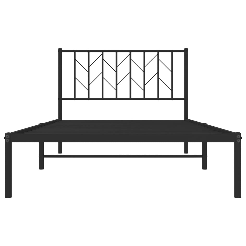 Metalni okvir za krevet s uzglavljem crni 107x203 cm