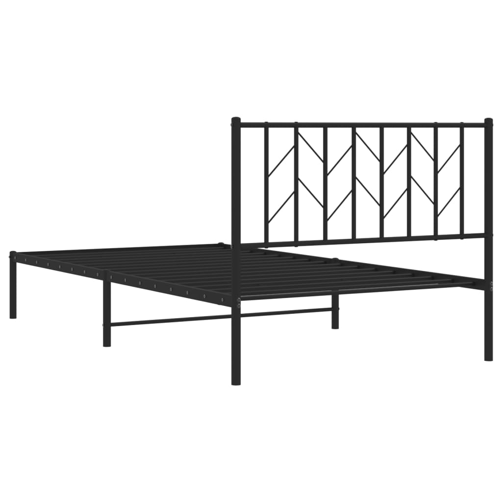Metalni okvir za krevet s uzglavljem crni 107x203 cm