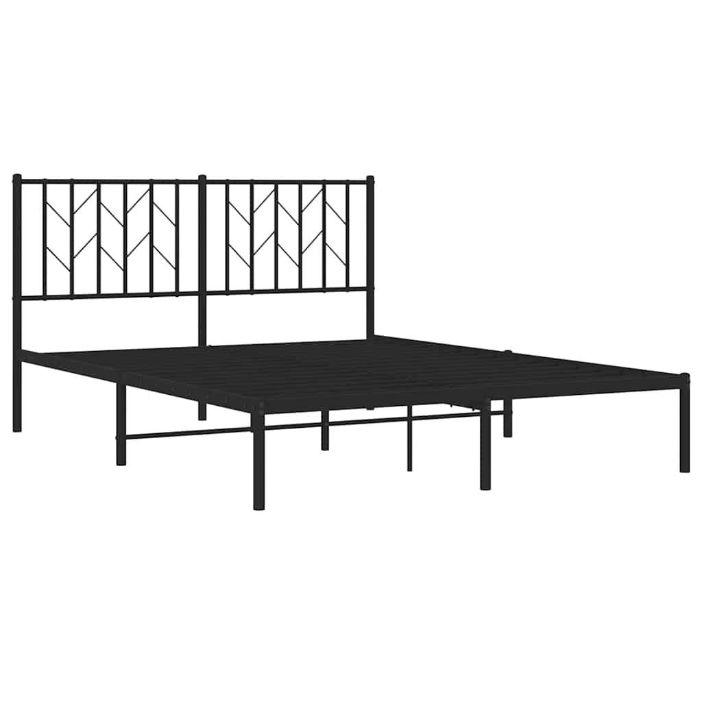 Metalni okvir za krevet s uzglavljem crni 140x190 cm