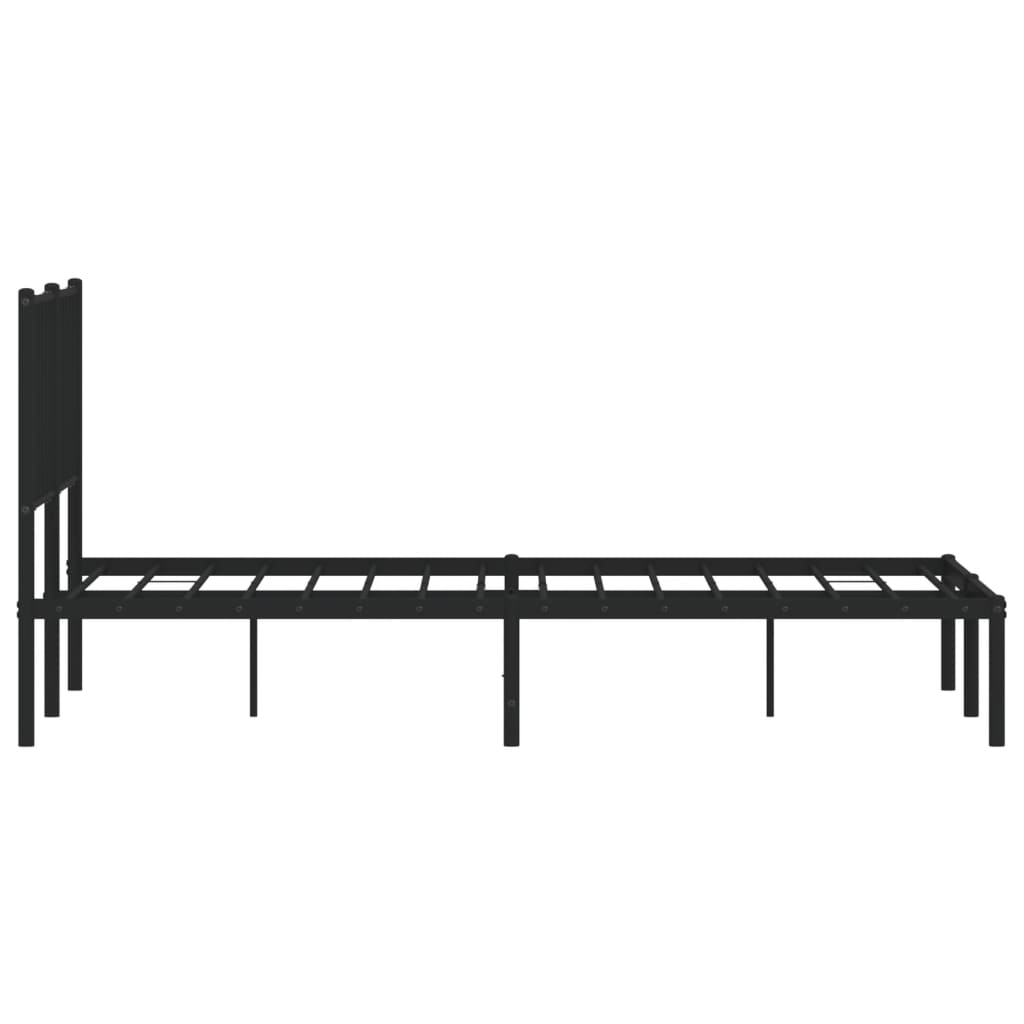 Metalni okvir za krevet s uzglavljem crni 140x200 cm