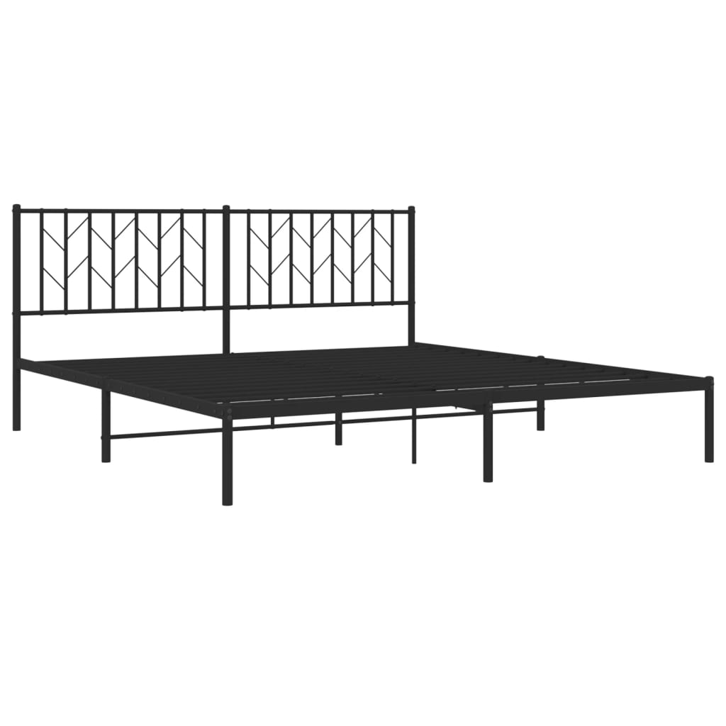 Metalni okvir za krevet s uzglavljem crni 180x200 cm