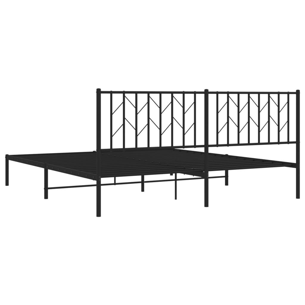 Metalni okvir za krevet s uzglavljem crni 180x200 cm