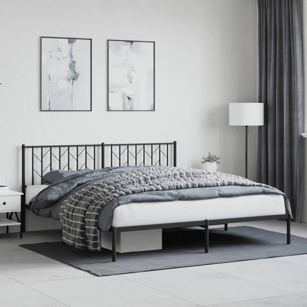Metalni okvir za krevet s uzglavljem crni 180x200 cm