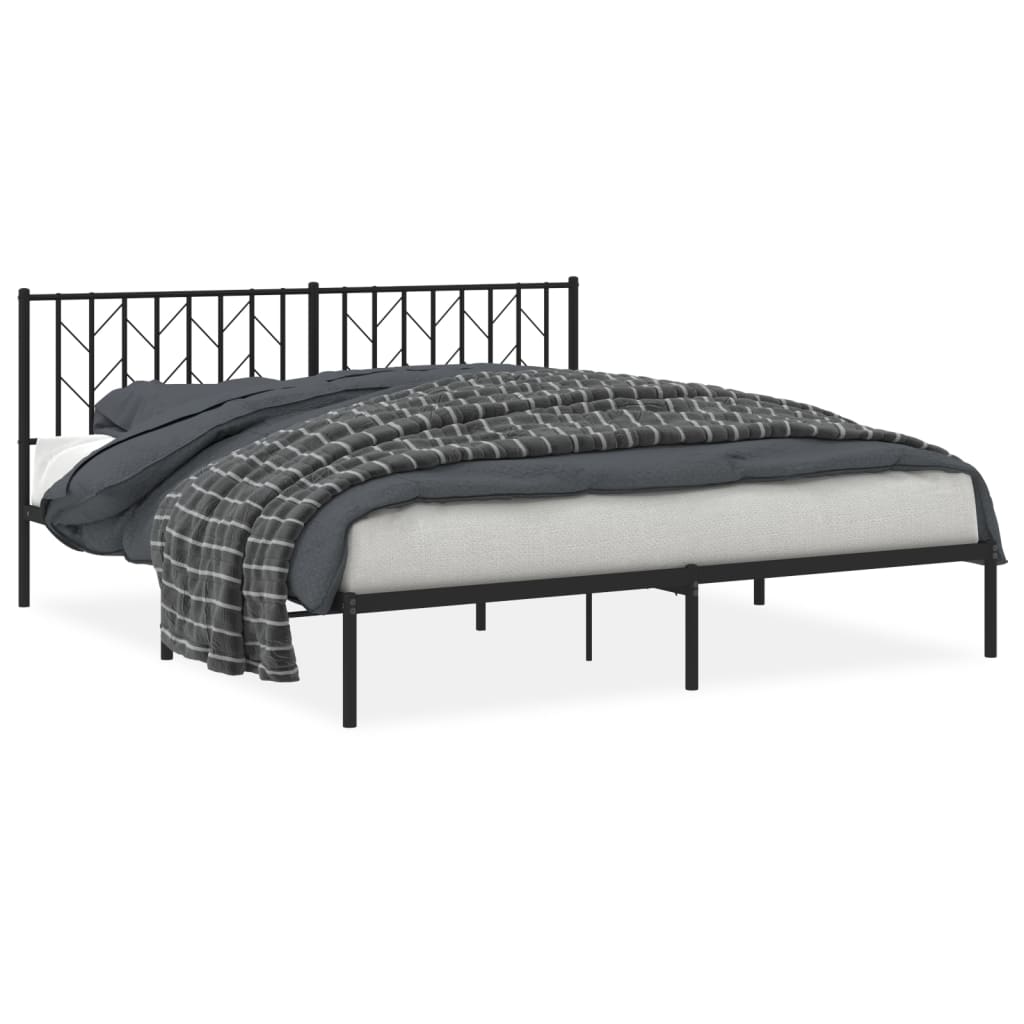 Metalni okvir za krevet s uzglavljem crni 183x213 cm