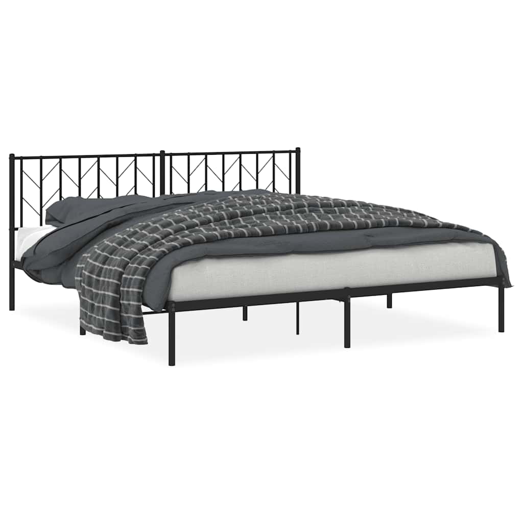 Metalni okvir za krevet s uzglavljem crni 193x203 cm