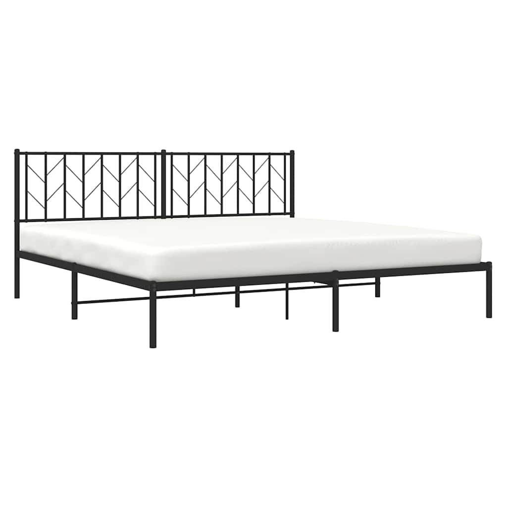 Metalni okvir za krevet s uzglavljem crni 193x203 cm