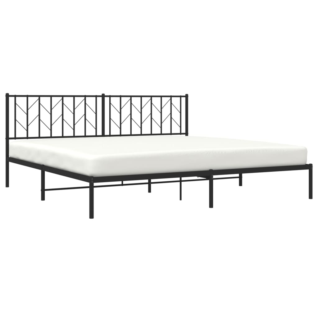 Metalni okvir za krevet s uzglavljem crni 200x200 cm