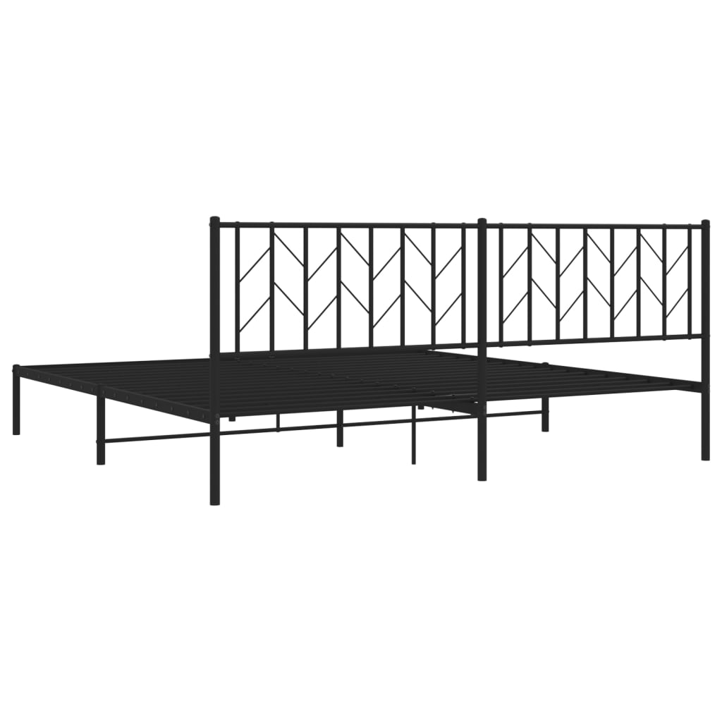 Metalni okvir za krevet s uzglavljem crni 200x200 cm