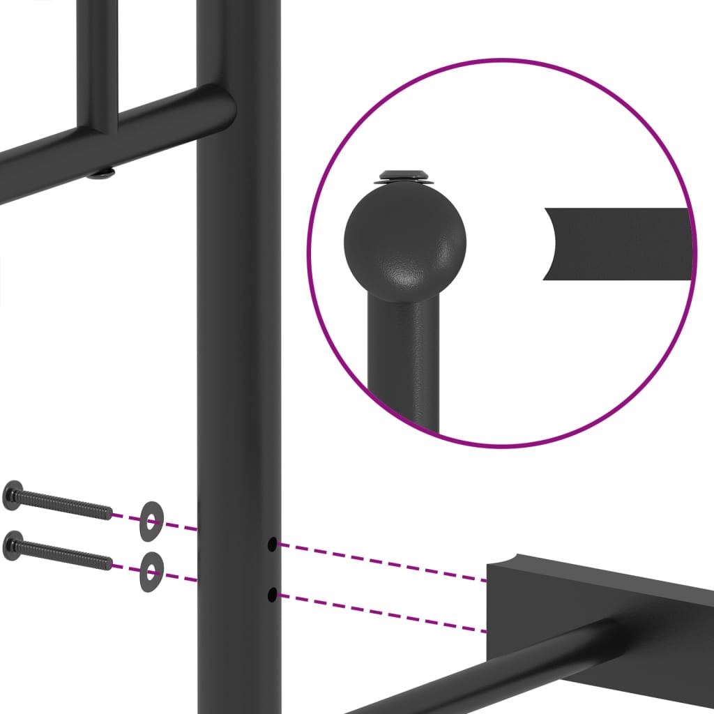 Metalni okvir za krevet s uzglavljem crni 200x200 cm