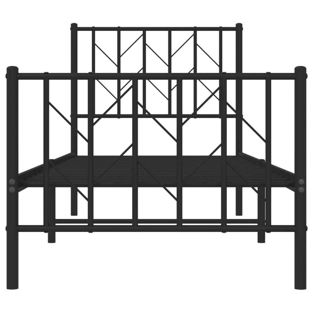 Metalni okvir kreveta uzglavlje i podnožje crni 75x190 cm