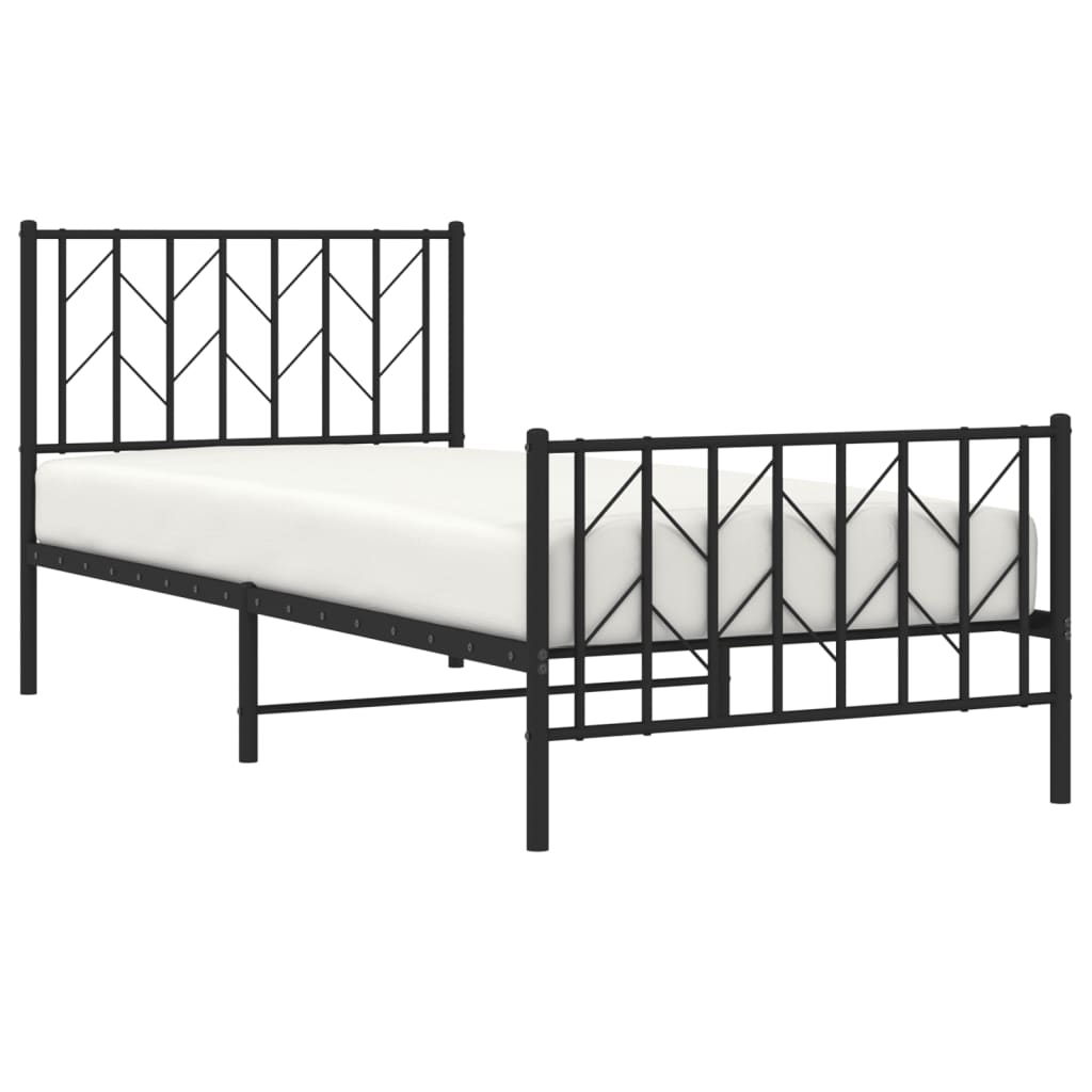 Metalni okvir kreveta uzglavlje i podnožje crni 90x190 cm