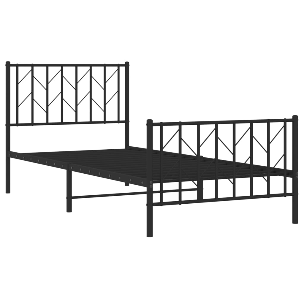 Metalni okvir kreveta uzglavlje i podnožje crni 90x190 cm